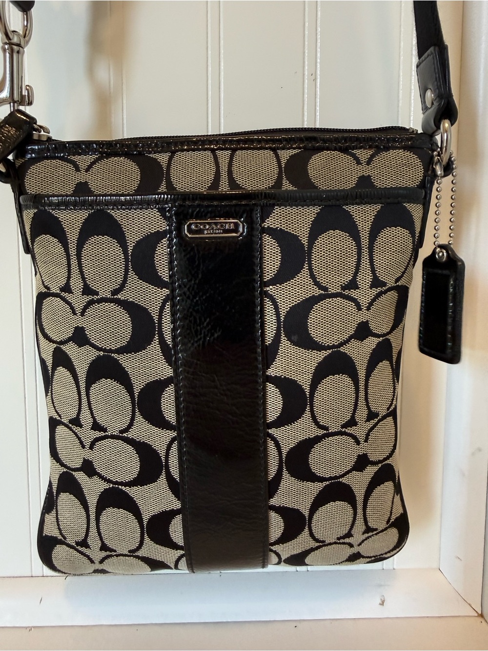 Coach Signature Canvas Crossbody Bag in Black/Tan